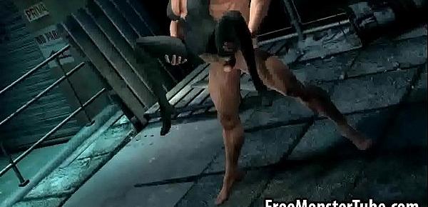  3D Catwoman getting fucked outdoors by Wolverine